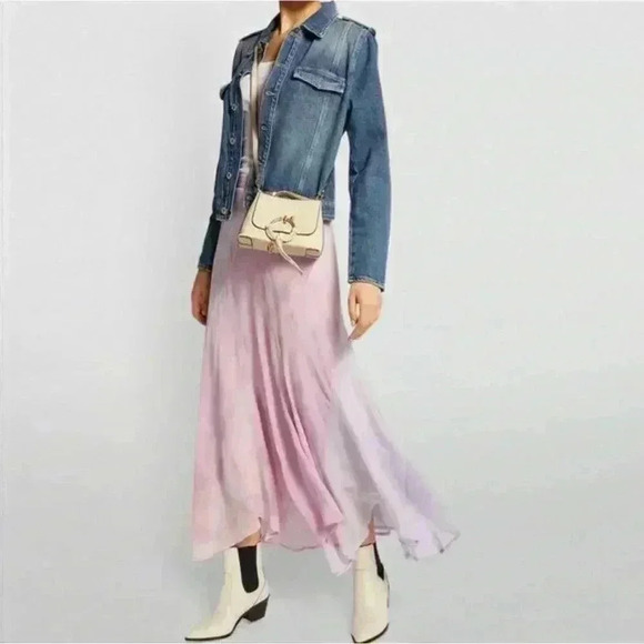 NEW Polo Ralph Lauren Silk Pastel Tie Dye Midi Skirt Size 0 - Picture 1 of 9